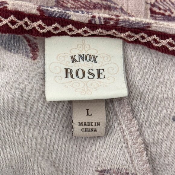 Knox Rose Womens Boho Floral Kimono Cardigan Jacket Size L Burgandy /Pink - Picture 3 of 11